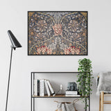 Honeysuckle - William Morris Floral Framed Canvas, Framed William Morris Floral Art Print Symmetrical Botanical
