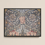 Honeysuckle - William Morris Floral Framed Canvas, Ornate Floral Tapestry Textile Design Stylized Plants Flowers