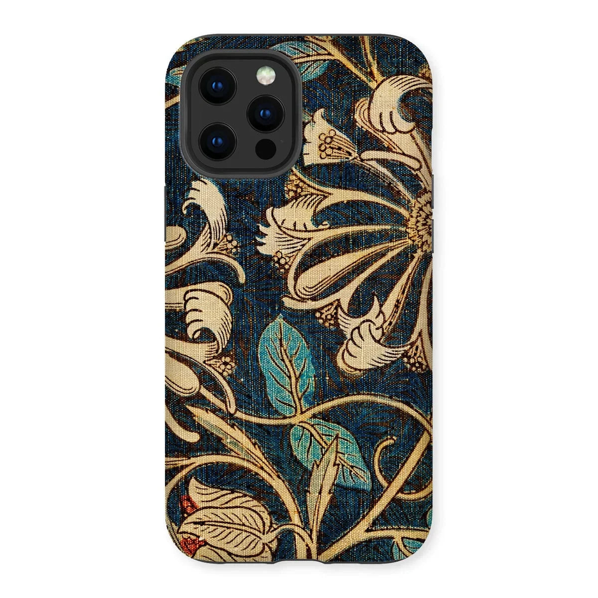 Honeysuckle - William Morris Floral Iphone Case, 12 Pro Max / Matte, Floral-patterned Iphone Case Dark Background Ornate Botanical Design
