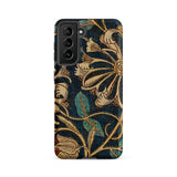 Honeysuckle - William Morris Floral Phone Case Samsung Galaxy S21 Fe / Matte Phone Case Intricate Floral Design Gold Teal Dark William