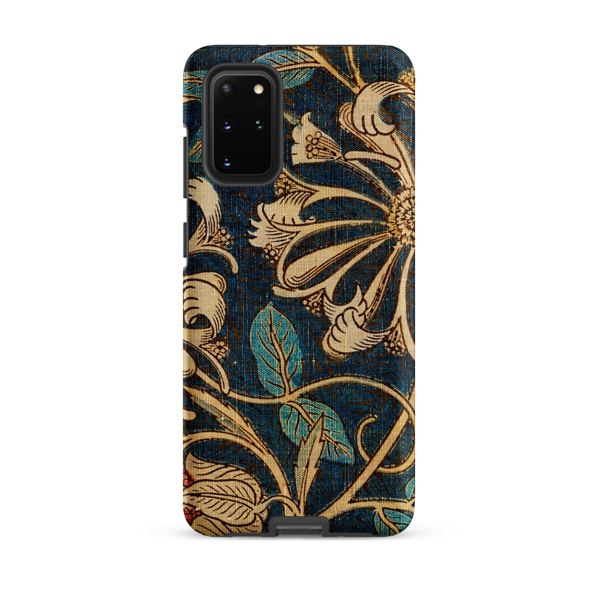 Honeysuckle William Morris Floral Samsung Case, Galaxy S20 Plus / Matte, Smartphone Case Dark Blue Teal Floral Pattern
