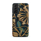 Honeysuckle William Morris Floral Samsung Case, Galaxy S21 Plus / Matte, Dark Blue Gold Floral Pattern Phone Case