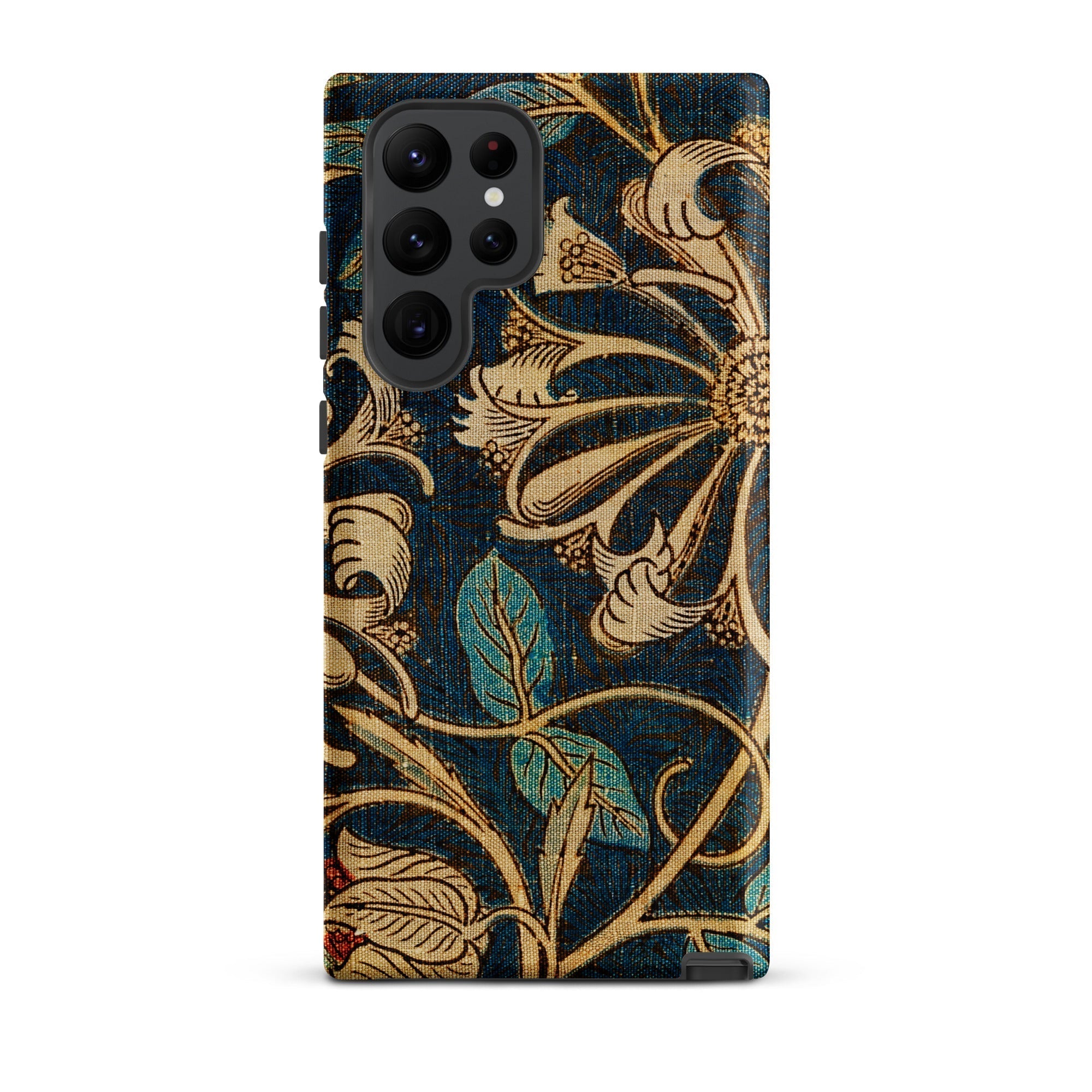 Honeysuckle William Morris Floral Samsung Case, Galaxy S22 Ultra / Matte, Dark Blue Phone Case Cream Teal Floral Pattern