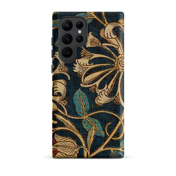 Honeysuckle - William Morris Floral Samsung Case, Galaxy S22 Ultra / Matte, Dark Blue Phone Case Cream Teal Floral Pattern