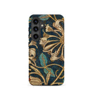 Honeysuckle William Morris Floral Samsung Case, Galaxy S24 / Matte, Smartphone Case Dark Blue Teal Floral Pattern