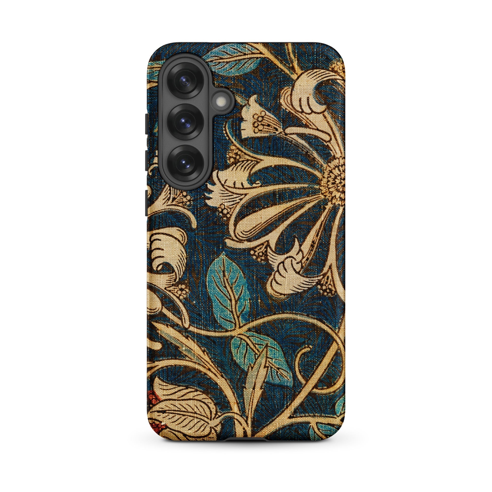 Honeysuckle William Morris Floral Samsung Case, Galaxy S25 Plus / Matte, Dark Blue Floral Patterned Phone Case