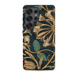 Honeysuckle - William Morris Floral Samsung Case, Galaxy S25 Ultra / Matte, Smartphone Dark Blue Gold Floral Pattern Case