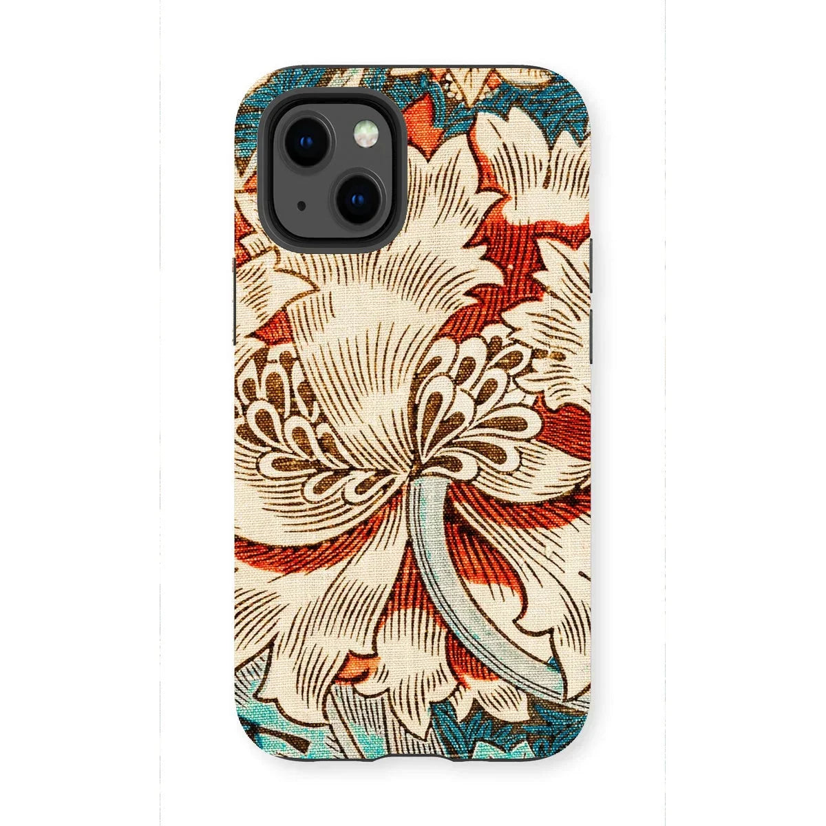 Honeysuckle - William Morris Iphone Case, 13 Mini / Matte, Floral-patterned Phone Case Ornate Cream-colored Bloom Red Accents