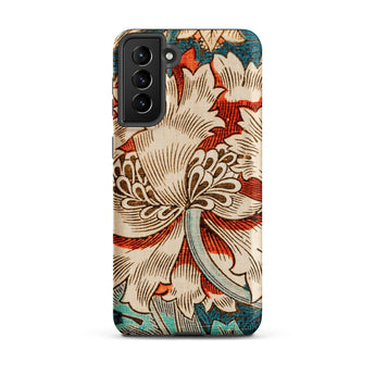 Honeysuckle - William Morris Samsung Case, Galaxy S21 Plus / Matte, Smartphone Case Floral Pattern Cream Red Blue Colors