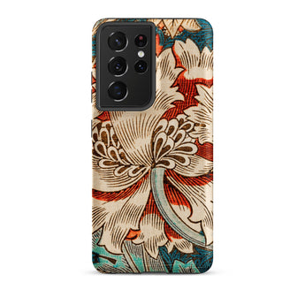 Honeysuckle - William Morris Samsung Case, Galaxy S21 Ultra / Matte, Smartphone Case Ornate Floral Pattern Cream Red Blue-green