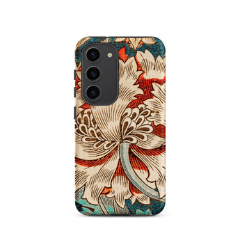 Honeysuckle - William Morris Samsung Case, Galaxy S23 / Matte, Smartphone Case Cream Red Blue Floral Pattern Black