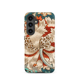 Honeysuckle - William Morris Samsung Case, Galaxy S24 / Matte, Smartphone Case Red White Teal Floral Pattern