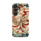 Honeysuckle - William Morris Samsung Case, Galaxy S25 Plus / Matte, Smartphone Case Ornate Floral Pattern Cream Red Blue
