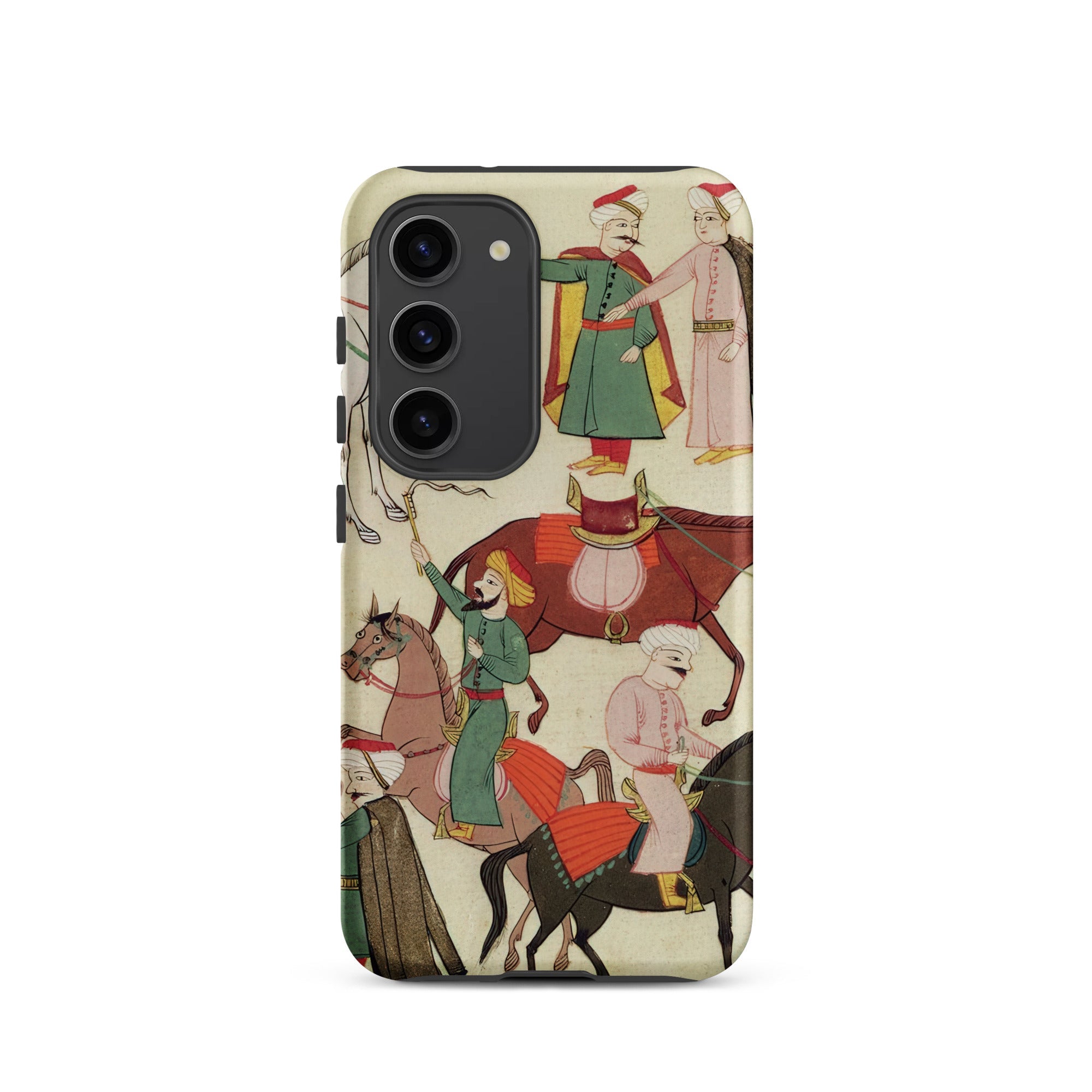 A Horse Market Islamic School Samsung Case, Galaxy S23 / Matte, Smartphone Case Colorful Historical Illustration People Horses