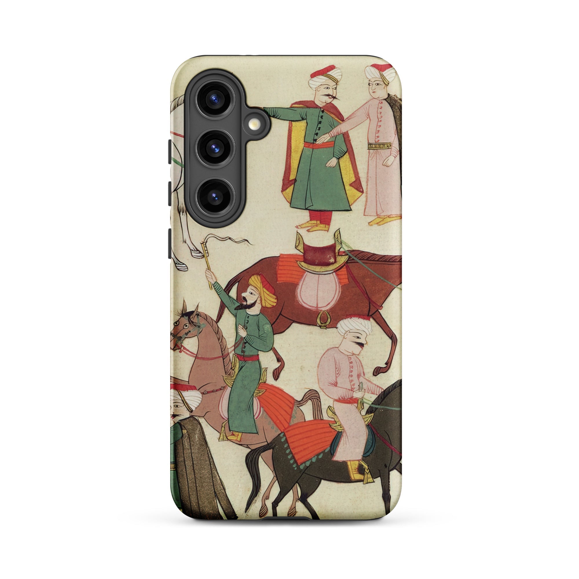 A Horse Market Islamic School Samsung Case, Galaxy S24 Plus / Matte, Phone Case Historical Persian Style Painting People Horseback