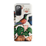Hummingbird Cyclamen Red Postman and Shells - James Bolton Samsung Case, Galaxy S20 Fe / Matte, White Smartphone Case Colorful Bird