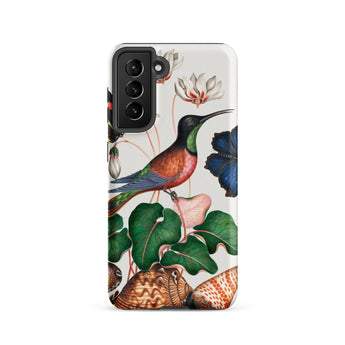 Hummingbird Cyclamen Red Postman and Shells - James Bolton Samsung Case, Galaxy S21 / Matte, Smartphone Case Nature-themed Illustration