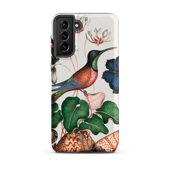 Hummingbird Cyclamen Red Postman and Shells - James Bolton Samsung Case, Galaxy S21 Plus / Matte, Phone Case Colorful Hummingbird Blue