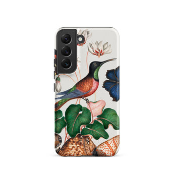 Hummingbird Cyclamen Red Postman and Shells - James Bolton Samsung Case, Galaxy S22 / Matte, Durable Phone Case Vibrant Hummingbird Floral