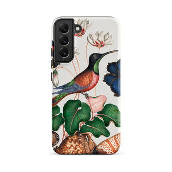 Hummingbird Cyclamen Red Postman and Shells - James Bolton Samsung Case, Galaxy S22 Plus / Matte, Smartphone Case Vibrant Botanical Avian