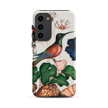 Hummingbird Cyclamen Red Postman and Shells - James Bolton Samsung Case, Galaxy S23 Plus / Matte, Smartphone Case Colorful Illustration