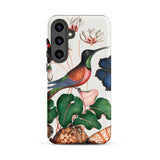 Hummingbird Cyclamen Red Postman and Shells - James Bolton Samsung Case, Galaxy S24 Plus / Matte, White Phone Case Vibrant Hummingbird