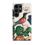 Hummingbird Cyclamen Red Postman and Shells - James Bolton Samsung Case, Galaxy S24 Ultra / Matte, White Phone Case Colorful Illustration