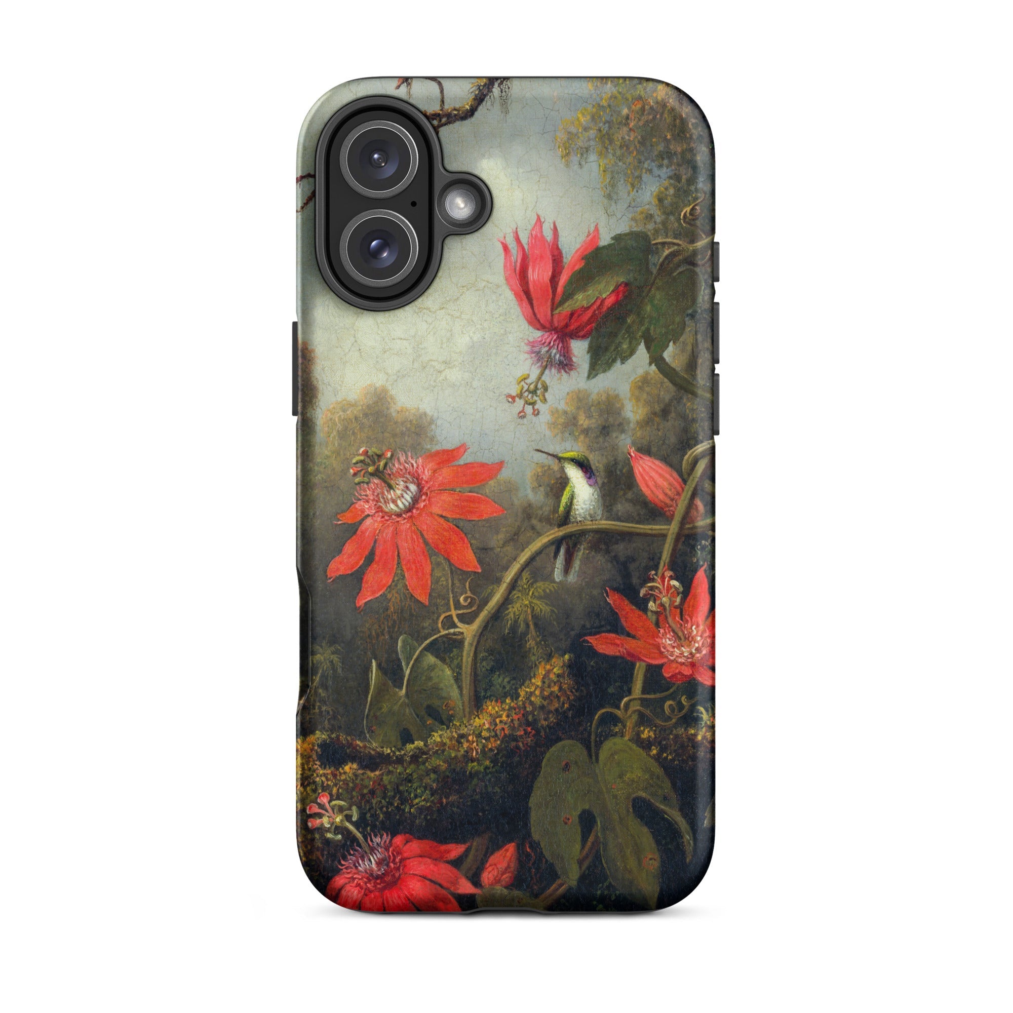 Hummingbird and Passionflowers - Martin Johnson Heade Iphone Case, 16 Plus / Matte, Floral Hummingbird Phone Case