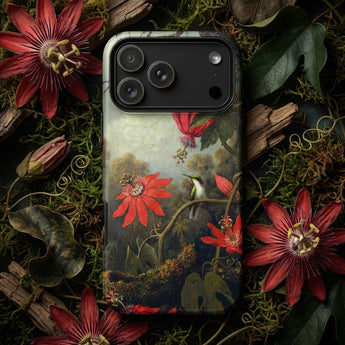 Hummingbird and Passionflowers - Martin Johnson Heade Phone Case Phone Case Detailed Illustration Red Passionflowers Hummingbird Matte