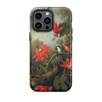 Hummingbird and Passionflowers - Martin Johnson Heade Phone Case Iphone 14 Pro Max / Matte Hummingbird Passionflower Phone Case Martin