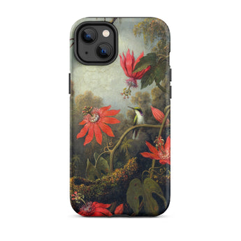 Hummingbird and Passionflowers - Martin Johnson Heade Phone Case Iphone 14 Plus / Matte Hummingbird Passionflower Phone Case Martin Johnson