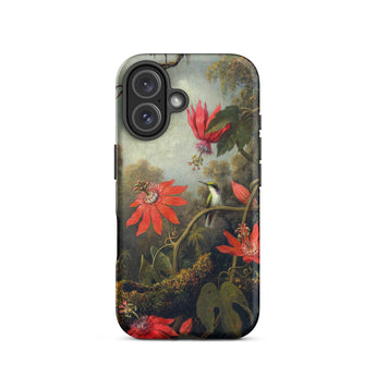 Hummingbird and Passionflowers - Martin Johnson Heade Phone Case Iphone 16 / Matte Hummingbird Passionflower Phone Case Martin Johnson
