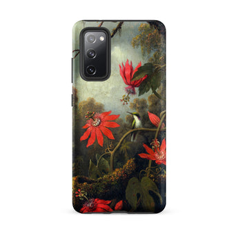 Hummingbird and Passionflowers - Martin Johnson Heade Samsung Case, Galaxy S20 Fe / Matte, Phone Case Vibrant Nature-themed Painting Red
