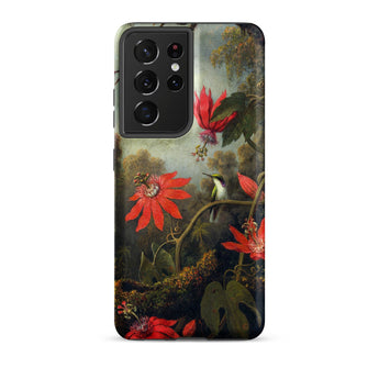 Hummingbird and Passionflowers - Martin Johnson Heade Samsung Case, Galaxy S21 Ultra / Matte, Smartphone Nature-themed Case Red Flowers