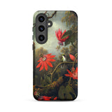 Hummingbird and Passionflowers - Martin Johnson Heade Samsung Case, Galaxy S24 Plus / Matte, Phone Case Vibrant Nature Scene Red Flowers