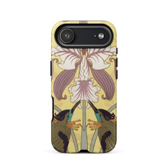 Hummingbirds and Orchids - Maurice Pillard Verneuil Iphone Case 17 Air / Matte Yellow Floral Phone Case Purple Green Accents Durable