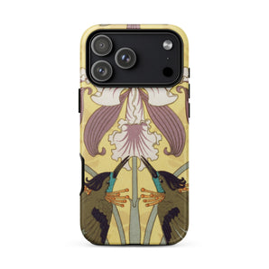 Hummingbirds and Orchids - Maurice Pillard Verneuil Iphone Case 17 Pro Max / Matte Yellow Floral Phone Case Hummingbird Design Durable