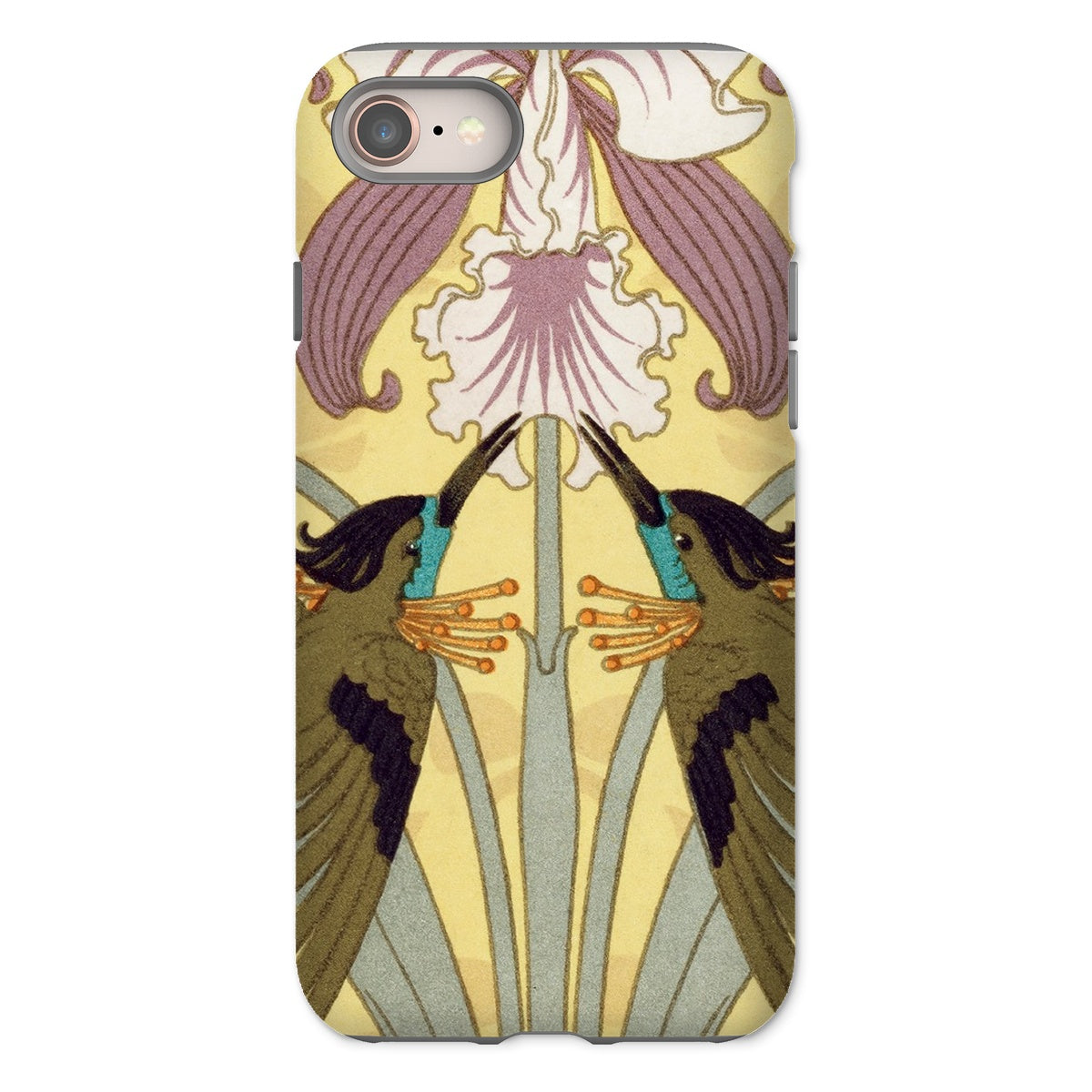 Hummingbirds and Orchids Maurice Pillard Verneuil Iphone Case, 8 / Matte, Phone Case Art Nouveau Style Design Hummingbirds Orchid