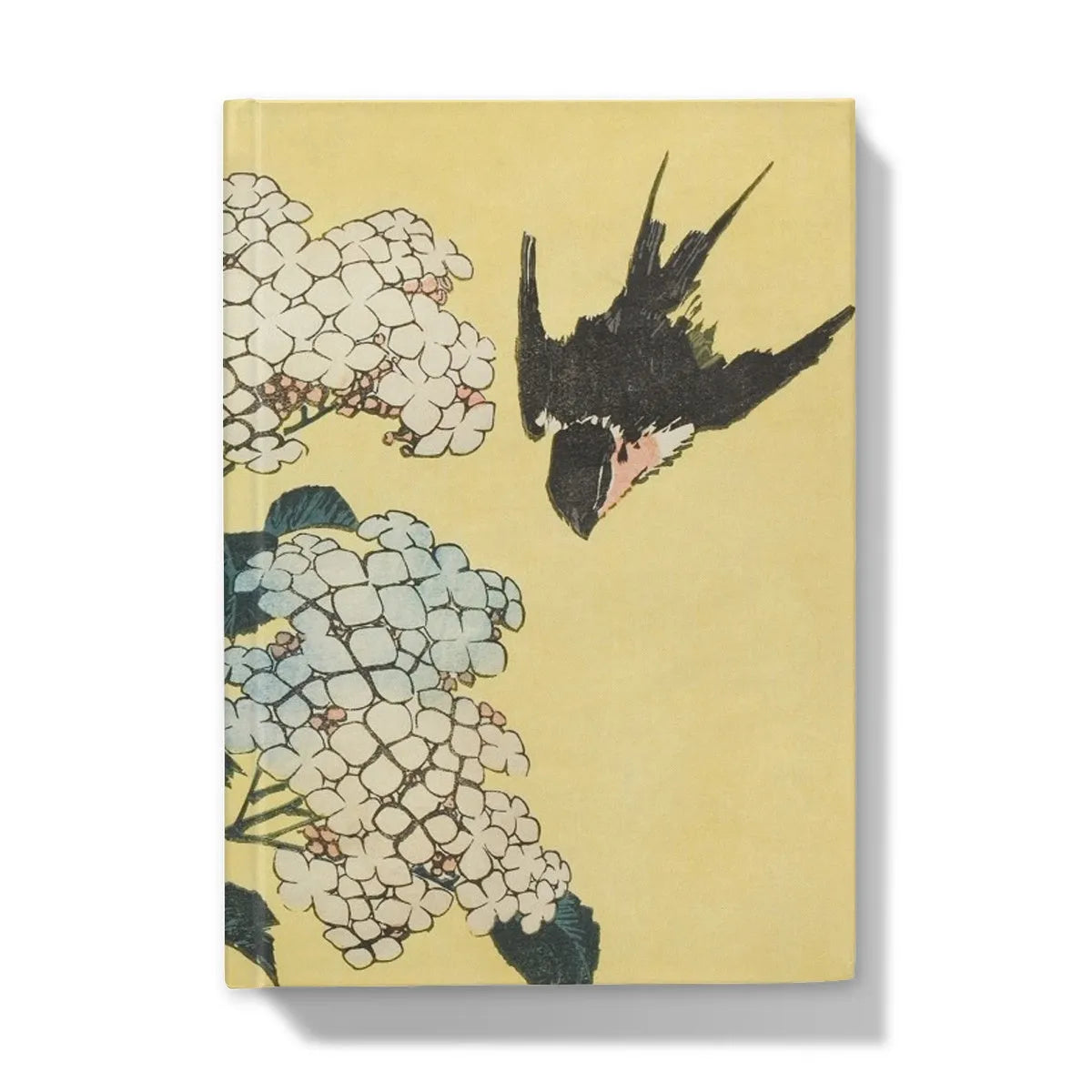 Hydrangea And Swallow By Hokusai Hardback Journal - 5’x7’ / Lined - Notebooks & Notepads - Aesthetic Art