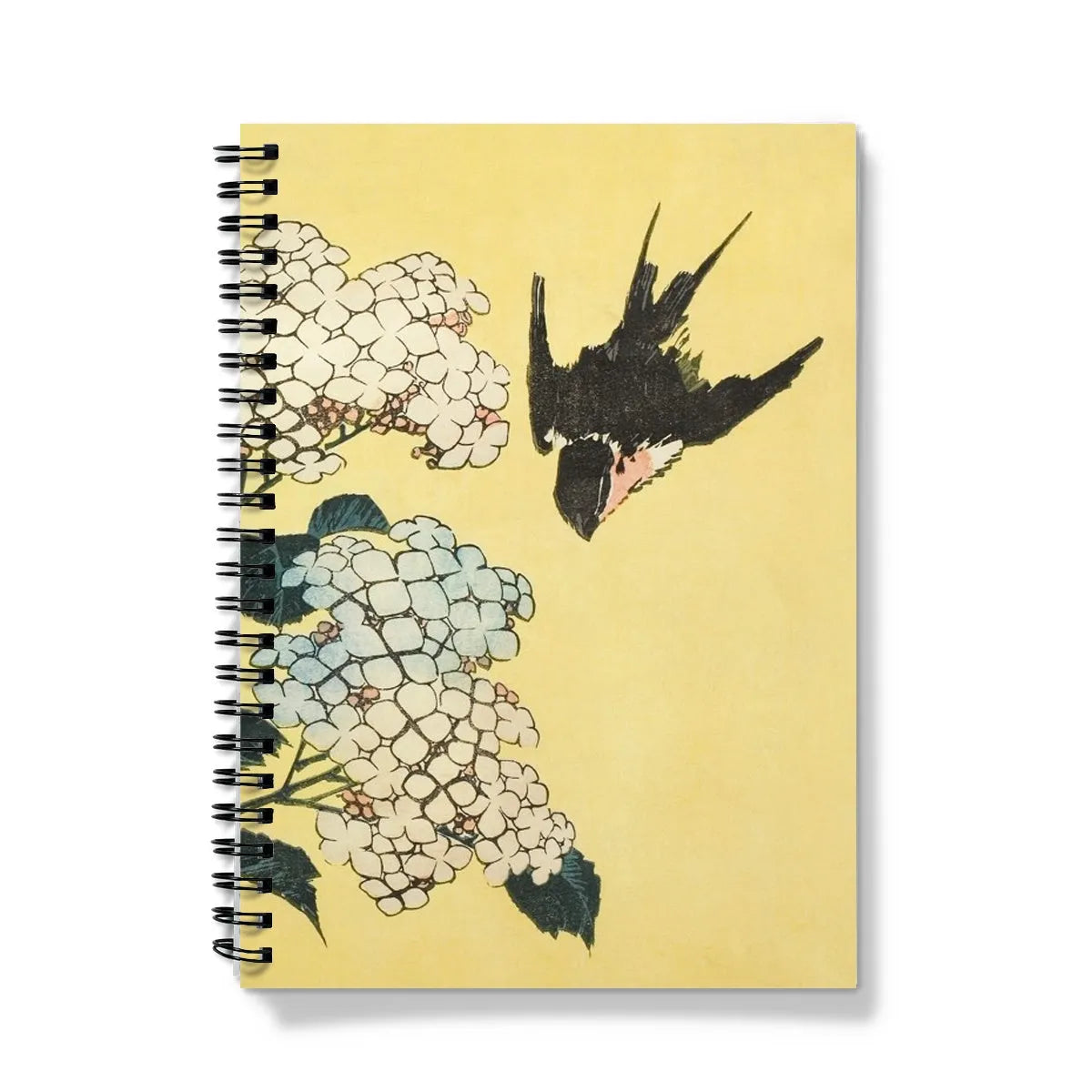 Hydrangea And Swallow By Hokusai Notebook - A5 / Graph - Notebooks & Notepads - Aesthetic Art