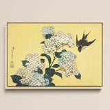 Hydrangea & Swallow - Hokusai Ukiyo-e Woodblock Art Print / Canvas, Ukiyo-e Woodblock Print, Mesmerizing Ukiyo-e Woodblock, Intertwines