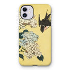 Hydrangea & Swallow - Hokusai Woodblock Art Iphone Case, 11 / Matte, Iphone Case Japanese-style Painting Hydrangea Flowers Bird Flight
