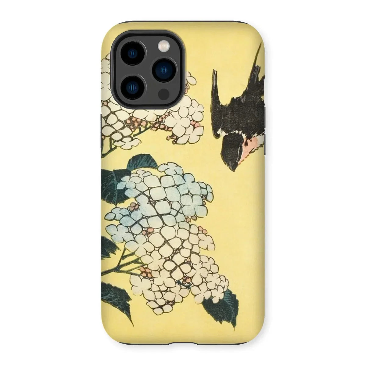 Hydrangea & Swallow - Hokusai Woodblock Art Iphone Case - 14 Pro Max / Matte