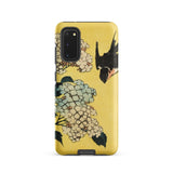 Hydrangea & Swallow - Hokusai Woodblock Art Samsung Case, Galaxy S20 / Matte, Yellow Phone Case Floral Bird Design