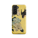 Hydrangea & Swallow - Hokusai Woodblock Art Samsung Case, Galaxy S21 / Matte, Yellow Smartphone Case Design White Flowers Bird