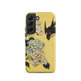 Hydrangea & Swallow - Hokusai Woodblock Art Samsung Case, Galaxy S22 / Matte, Yellow Phone Case Floral Bird Design