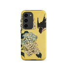 Hydrangea & Swallow Hokusai Woodblock Art Samsung Case, Galaxy S23 / Matte, Yellow Phone Case Floral Bird Design