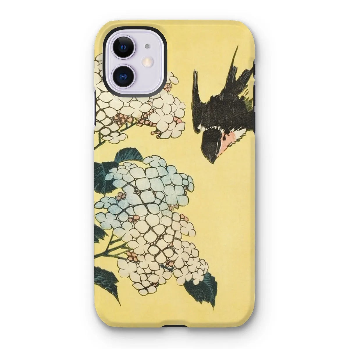 Hydrangea And Swallow - Japanese Art Phone Case - Hokusai - Iphone 11 / Matte - Mobile Phone Cases - Aesthetic Art