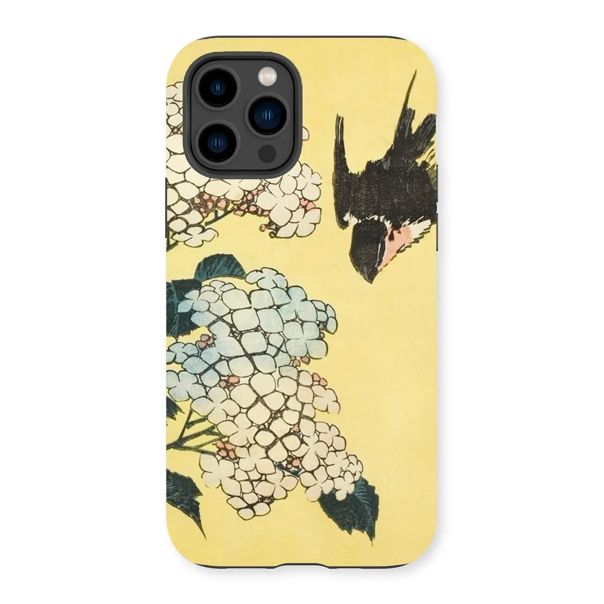 Hydrangea And Swallow - Japanese Art Phone Case - Hokusai - Iphone 14 Pro / Matte - Mobile Phone Cases - Aesthetic Art