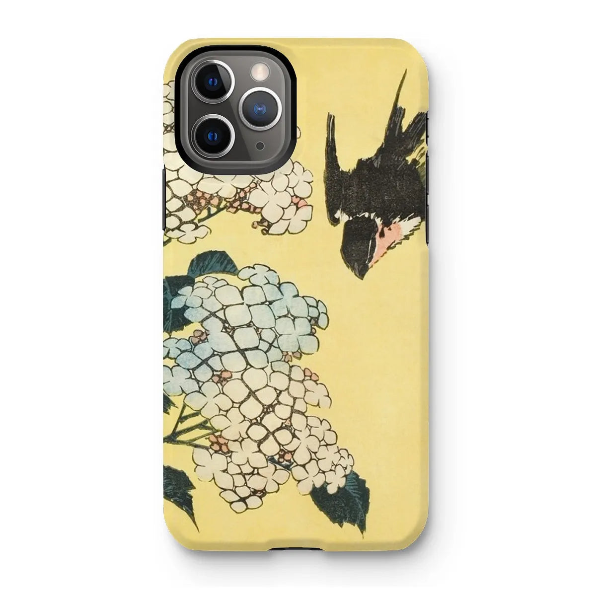 Hydrangea And Swallow - Japanese Art Phone Case - Hokusai - Iphone 11 Pro / Matte - Mobile Phone Cases - Aesthetic Art